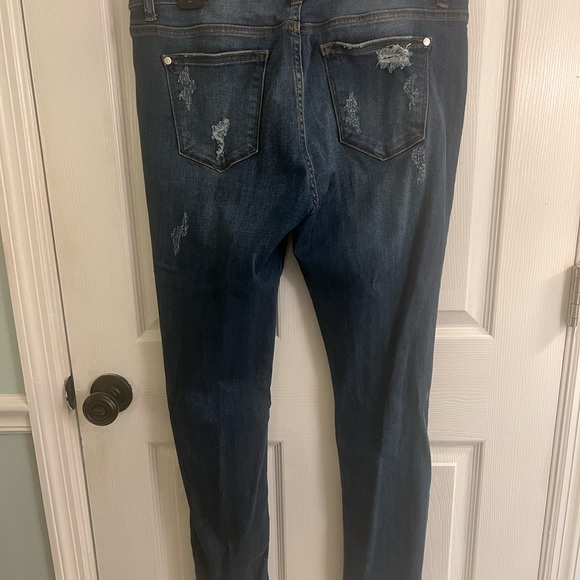 Judy Blue Skinny Jeans Distressed Leopard Patch Women's Size 15/32 - Picture 5 of 5